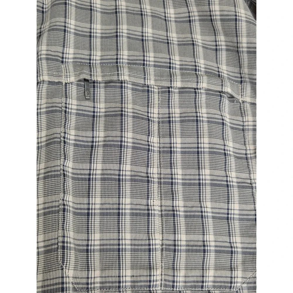The North Face Mens XXL Tekware Plaid Long Sleeve Hiking Shirt Tan Blue Button